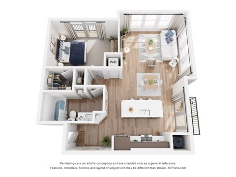 Floor plan for 1 bed, 1 bath, 816 sqft